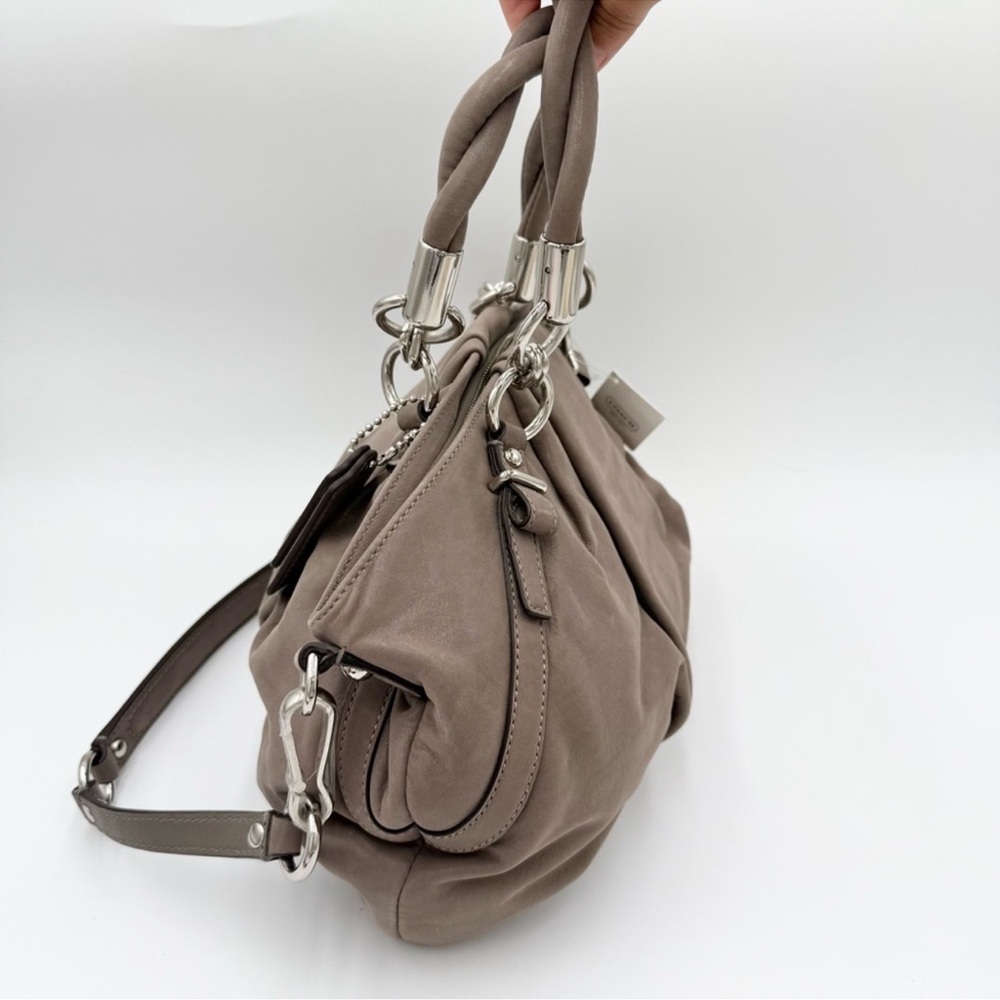 Coach Metallic Leather Twist Handle Satchel Crossbody Bag NWT - Picture 3 of 7